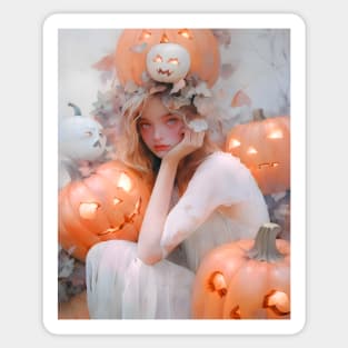 Halloween Pumpkin Girl Sticker